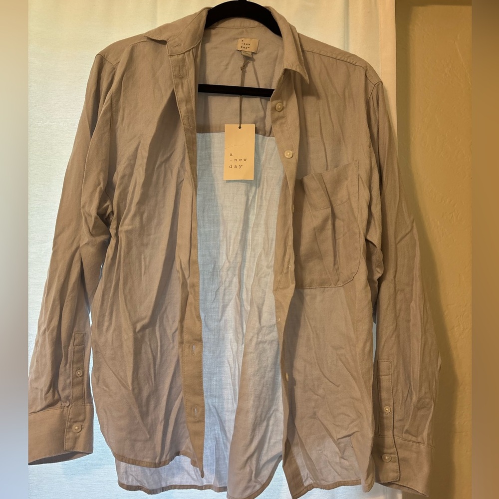 Light blue button down top